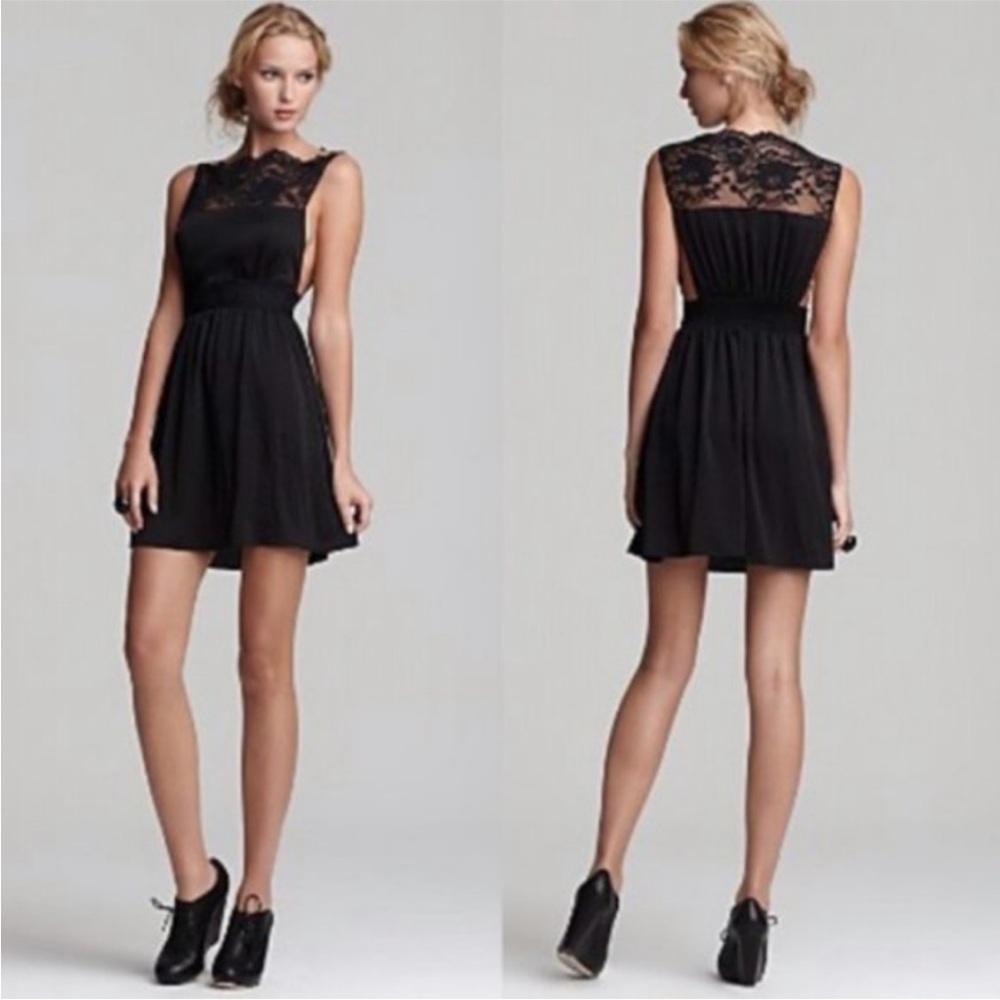 Free People Tea For Two Black Lace Dress. Size L